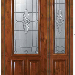 Pre-hung Sidelite Door 96 Alder Versailles 2 Panel 2/3 Lite Glass - Front Doors