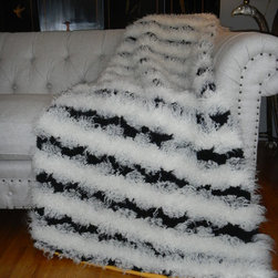 Black/Off White Mongolian Raya Throw - Home Decor