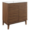 Render 30" Bathroom Vanity Cabinet, Walnut White