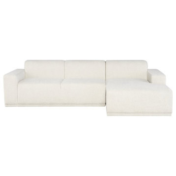 Nuevo Leo Blend Fabric Chaise Right Hand Sectional Sofa in Coconut White