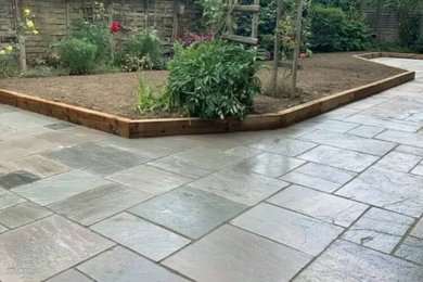 Remodelled rear garden using Natural sandstone paving