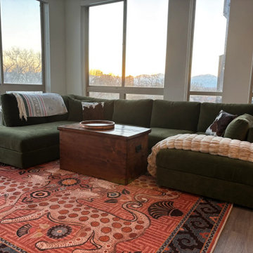 Daphne U Sectional with Chaise in Apollo Moss