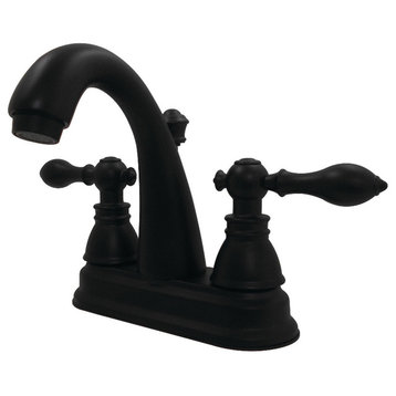 American Classic 4" Centerset Bathroom Faucet, Plastic Pop-Up, Matte Black
