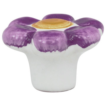 Flower Child: Pastel Purple Cabinet Hardware Knob, 1- 9/16 Inch Diameter
