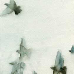 A Flock Of Pigeons 1 Watercolor Painting - Fine Art Prints