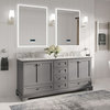 Cascade Bath Vanity, Sapphire Gray, 72", Brushed Nickel Hardware, Double, Freestanding