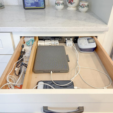 Traditional Kitchen with In-Drawer Device & Cord Storage