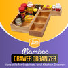 YBM HOME Bamboo 3 Compartment Organizer Tray for Drawers