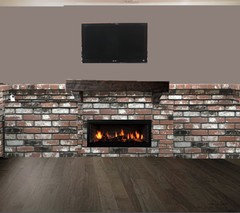 Fireplace Area Remodel Ideas with Half Brick & Half Drywall