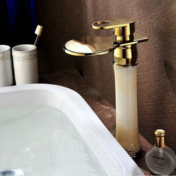 Tulib Gold Polished Waterfall Bathroom Sink Faucet - Bathroom Sink Faucets