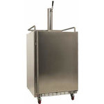 EdgeStar - EdgeStar KC7000OD 24"W Outdoor Kegerator for Full Size Kegs - Stainless Steel - Features: Outdoor Approved: This unit is built to last and can withstand the elements presented by outdoor applications such as your outdoor kitchen, bar, or man cave Beverages On Tap: Included in this purchase is a refrigerator and all necessary kegerator hardware and components Flexible Installation: Since this unit vents from the front, it can be installed under counter, flush with your cabinetry, for a seamless look in your kitchen or bar area Ample Capacity: Stores (3) corny kegs or (3) sixth kegs -- this unit can also handle oversize kegs Electronic Control Panel: Adjust lighting and temperature settings easily with this slick control panel Forced Air-Cooled Beer Tower: Beer in the line is kept cool, preventing a foamy pour and ensuring that every bit of your beer is served at the optimal temperature LED Interior Lighting: An impressive LED light makes changing kegs easy and is cooler than other lights so that the interior of your kegerator is unaffected Temperature Range: Keep beverages cool from 32 to 60°F Easy Mobility: Included casters make this unit easy to relocate Possible keg configurations: 1 full size keg, 1 oversized beveled edge keg, 1 quarter keg, 1 slim quarter keg, up to 3 sixth barrel kegs, up to 3 Cornelius kegs, 1 slim quarter w/ 1 sixth barrel keg, 1 slim quarter w/ 1 Cornelius keg Manufacturer Warranty: 1 Year In-Home, 1 Year Limited   Specifications: Accepts Custom Panels: No Bulb Type: LED Depth: 25-3/8" Door Alarm: No Door Lock: Yes Height: 34-3/8" Height With Leveling Legs: 34-3/8" Height With Casters: 37-11/16" Installation Type: Built-In, Free Standing Leveling Legs: Yes Reversible Door: Yes Width: 23-13/16" With Casters: Yes Product Includes: One (1) Stainless Steel Column Draft Beer Tower One (1) Domestic “D” System Sankey Coupler One (1) 5 ft. length of 3/16 in. I.D. NSF Approved Beer Line One (1) 5 lb. Aluminum CO2 tank (Empty) One (1) Spanner Faucet Wrench One (1) 304 Stainless Steel Faucet One (1) Commercial Grade Dual-Gauge Regulator One (1) 5 ft. length of 5/16 in. I.D. Vinyl Air Line One (1) Stainless Steel Drip Tray One (1) Black Tap Handle