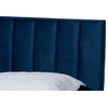 Luxe Navy Blue Velvet Upholstered Queen Size Panel Bed Channel Tufted Headboard