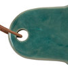 Round Stoneware Cheese Board With Leather Tie, Aqua