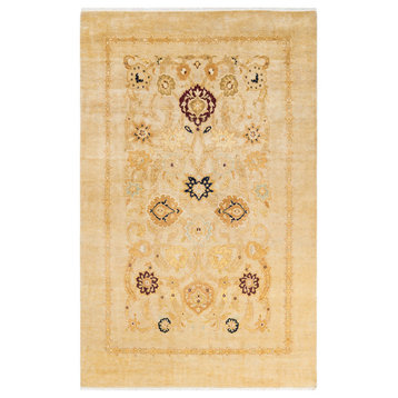 Eclectic, One-of-a-Kind Hand-Knotted Area Rug Ivory, 6'0"x9'5"