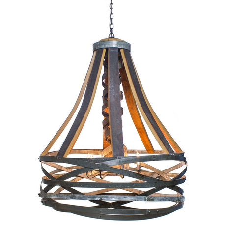 Wine Barrel Basket Chandelier - Kosara - Made from retired CA wine barrels