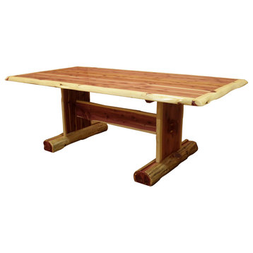 Red Cedar Log Slab Trestle Dining Table, 36" X 60"