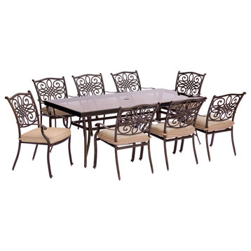 Traditions 9-Piece Dining Set With Extra-Long Table, Tan