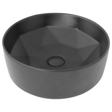 Porcelain Round 15.75" Vessel Ceramic Bathroom Sink Black