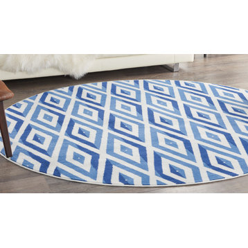 Nourison Whimsicle 8' x Round Ivory Blue Modern Indoor Area Rug