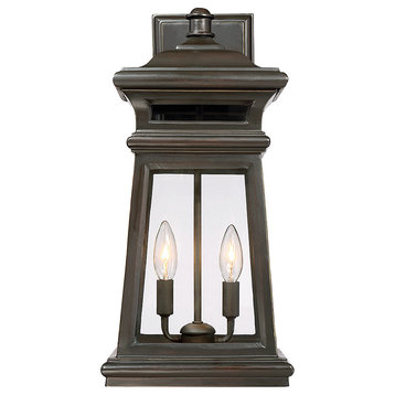 Taylor 2-Light Outdoor Wall Lantern, English Bronze and Gold