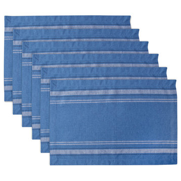 DII Blue Chambray French Stripe Placemat, Set of 6