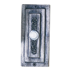 HawkHillHardware - Taos Bell Plate With Button, Black Iron - Doorbells And Chimes
