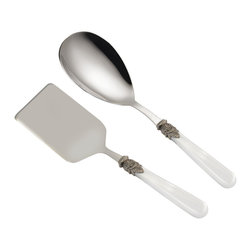 Arvind Group - Napoleon Rice Spoon and Server, Set of 2, White - Serving Utensils