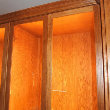 Oak Display Case - Oak Cornice and Lighting Effect