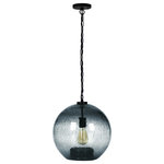 Casamotion - Mini Pendant Light Handblown, Light Blue, 14", Black - Size: Quite Large! 14" Diameter, 15" Height, 70.8" Adjustable Hard Wire Cord. Ul Listed. Bulb Not Included. Easy-To-Install.