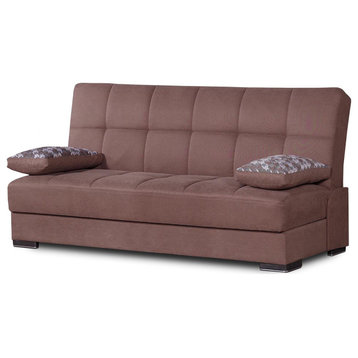 Comfortable Sleeper Sofa, Armless Design With Square Tufting, Brown Chenille