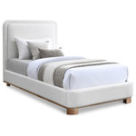 Meridian Furniture - Nolita Linen Textured Fabric Upholstered Bed, Cream, Twin, Natural Finish - Upgrade the ambiance of your bedroom with the Nolita Linen Textured Fabric Bed. The bed features a luxurious cream-colored linen textured fabric that is not only soft to the touch but also incredibly durable. The solid wood natural finish base adds a touch of elegance and warmth to the overall design. If you're looking for a bed that is both stylish and functional, the Nolita Linen Textured Fabric Twin Sized Bed is the perfect choice.