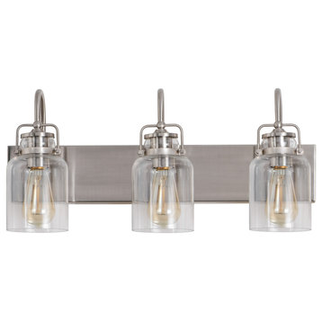 3 Light Dimmable LED Vanity Light Modern Wall Sconces, Silver