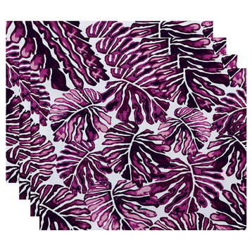 Palm Leaves, Floral Print Placemat, Purple