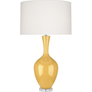 Robert Abbey Audrey 1 Light Table Lamp, Sunset Yellow Glazed Ceramic - SU980