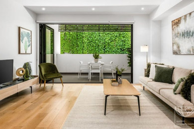 Design ideas for a contemporary living room in Melbourne.