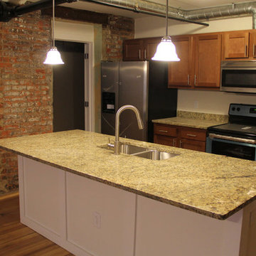 Old Schwartz Building Rehabbed with Kitchen Kompact's Glenwood Beech cabinets.