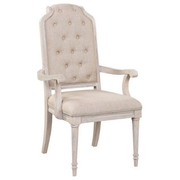 ACME Wynsor Arm Chair, Set of 2, Fabric and Antique Champagne