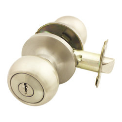 Cosmas - Cosmas 20 Series Satin Nickel Door Knob, Keyed Entry (Exterior) - Doorknobs