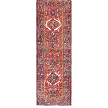 Vintage Karabakh Collection Hand-Knotted Lamb's Wool Runner- 3' 7"x11' 0"