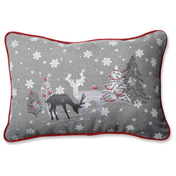 Pillow Perfect White Christmas Gray Rectangular Throw Pillow