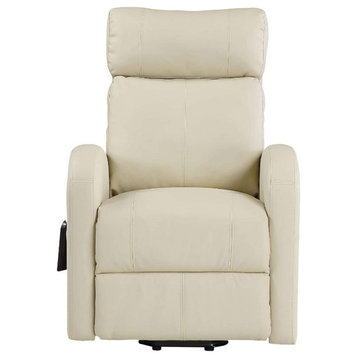 Modern Recliner Chair, Power Motion Design With PU Leather Upholstery, Beige