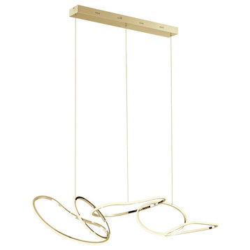 Seoul Integrated LED Dimmable Hoops Chandelier Gold with Smart Dimmer Included