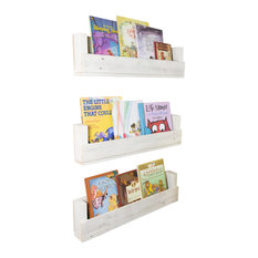 Nursery Bookshelves, Set of 3, Whitewash