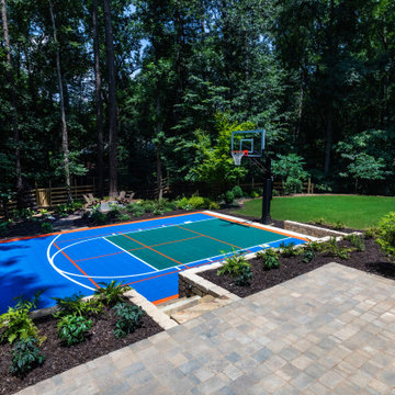 Custom Backyard Basketball Court with Landscape