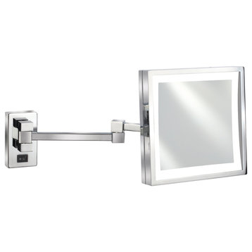 Empire 5X Magnification Wall-Mount 8" x 8" Lighted Makeup Mirror