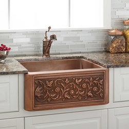 24" VINE DESIGN COPPER FARMHOUSE SINK - Kitchen Sinks