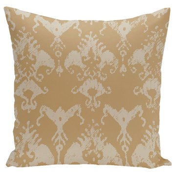 Floral Motifs Decorative Pillow, Gold, 16"x16"