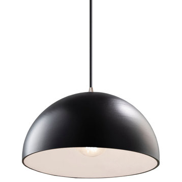 Dome 1-Light Pendant, Carbon Matte Black, Brushed Nickel, Black Cord