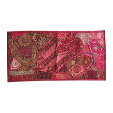 Mogul Interior - Decorative Pink Vintage Patchwork Embroidered Sequin Beaded Wall Tapestry - Tapestries