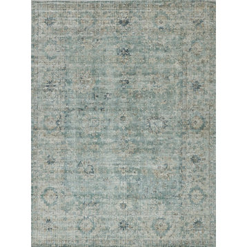 Kensington Hand-loomed Wool/Bamboo Silk Blue Area Rug, 6'x9'